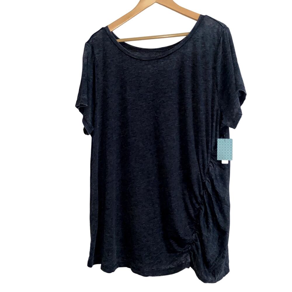 Susina Top Women Size 3X Gray Burnout T_Shirt Ruched Side NWT *